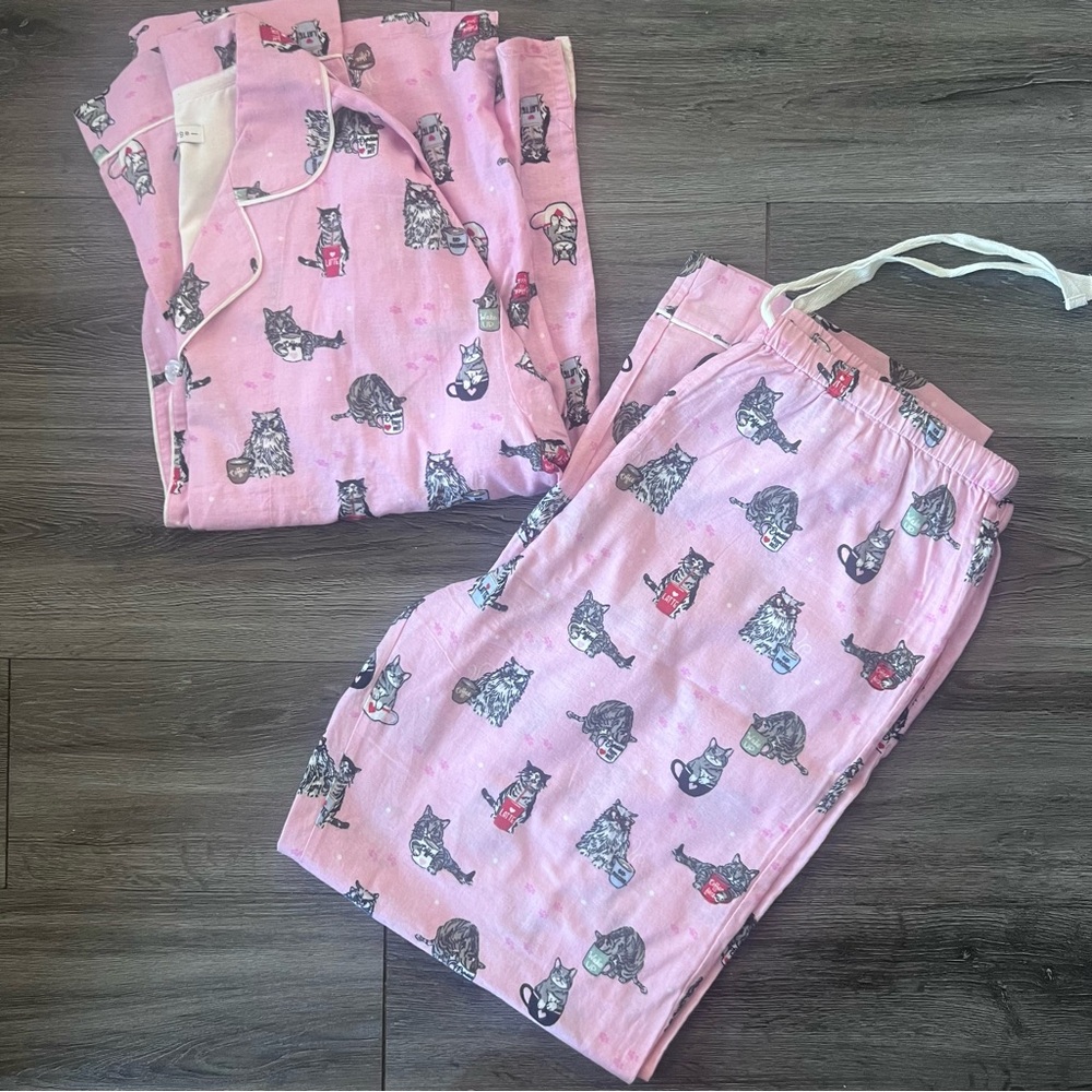 NWOT Pj Salvage Cat and Coffee Pajama Set